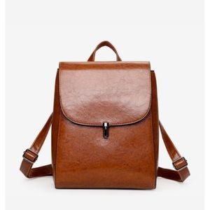 Brown vegan leather backpack purse